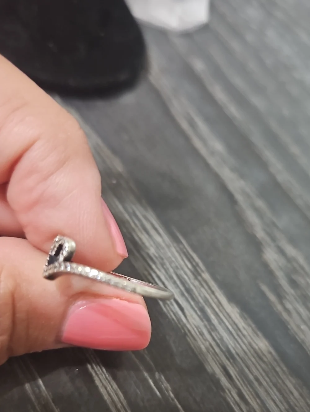 Pandora Sparkling Wishbone Heart Ring 8